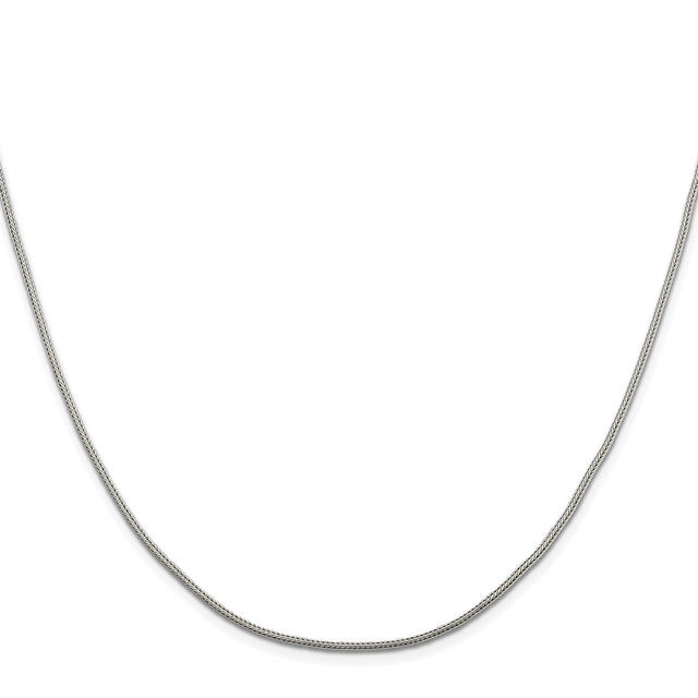 925 White Gold 1.25 mm Franco Chain Necklace, Polished