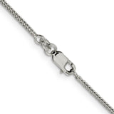 925 White Gold 1.45 mm Franco Chain Necklace, Polished alternate angle