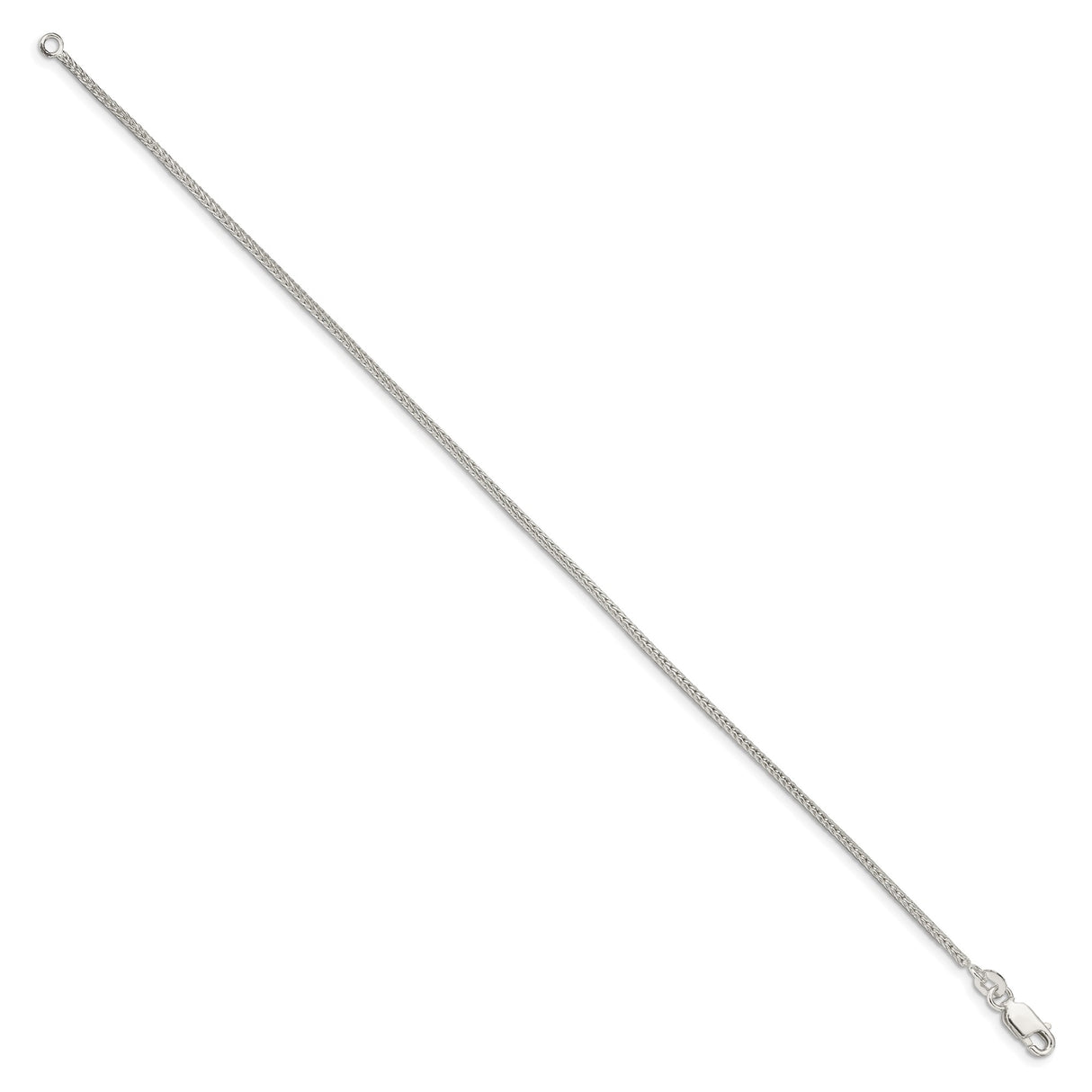 925 White Gold 1.45 mm Franco Chain Bracelet, Polished