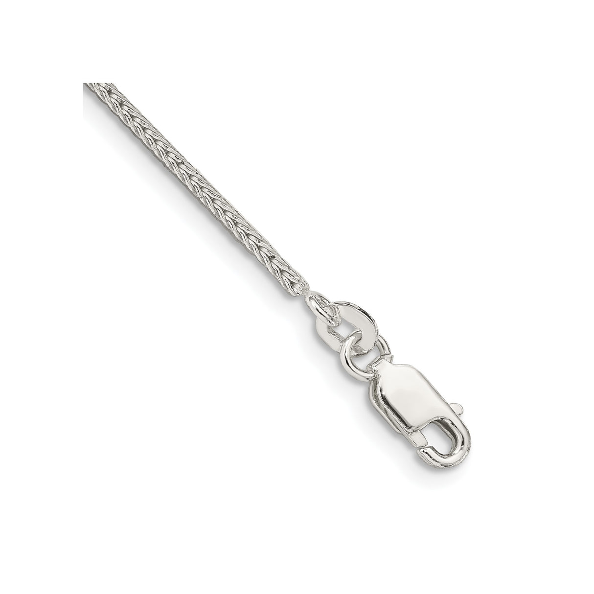 925 White Gold 1.45 mm Franco Chain Bracelet, Polished shown for scale