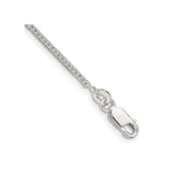 925 White Gold 1.45 mm Franco Chain Bracelet, Polished shown for scale