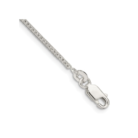 925 White Gold 1.45 mm Franco Chain Bracelet, Polished shown for scale