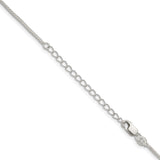 925 White Gold 1.45 mm Franco Chain Necklace, Polished detail view