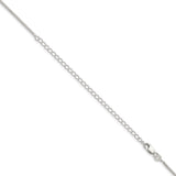 925 White Gold 1.45 mm Franco Chain Necklace, Polished detail view