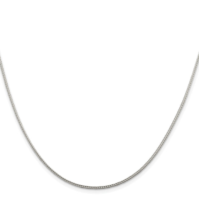 925 White Gold 1.45 mm Franco Chain Necklace, Polished