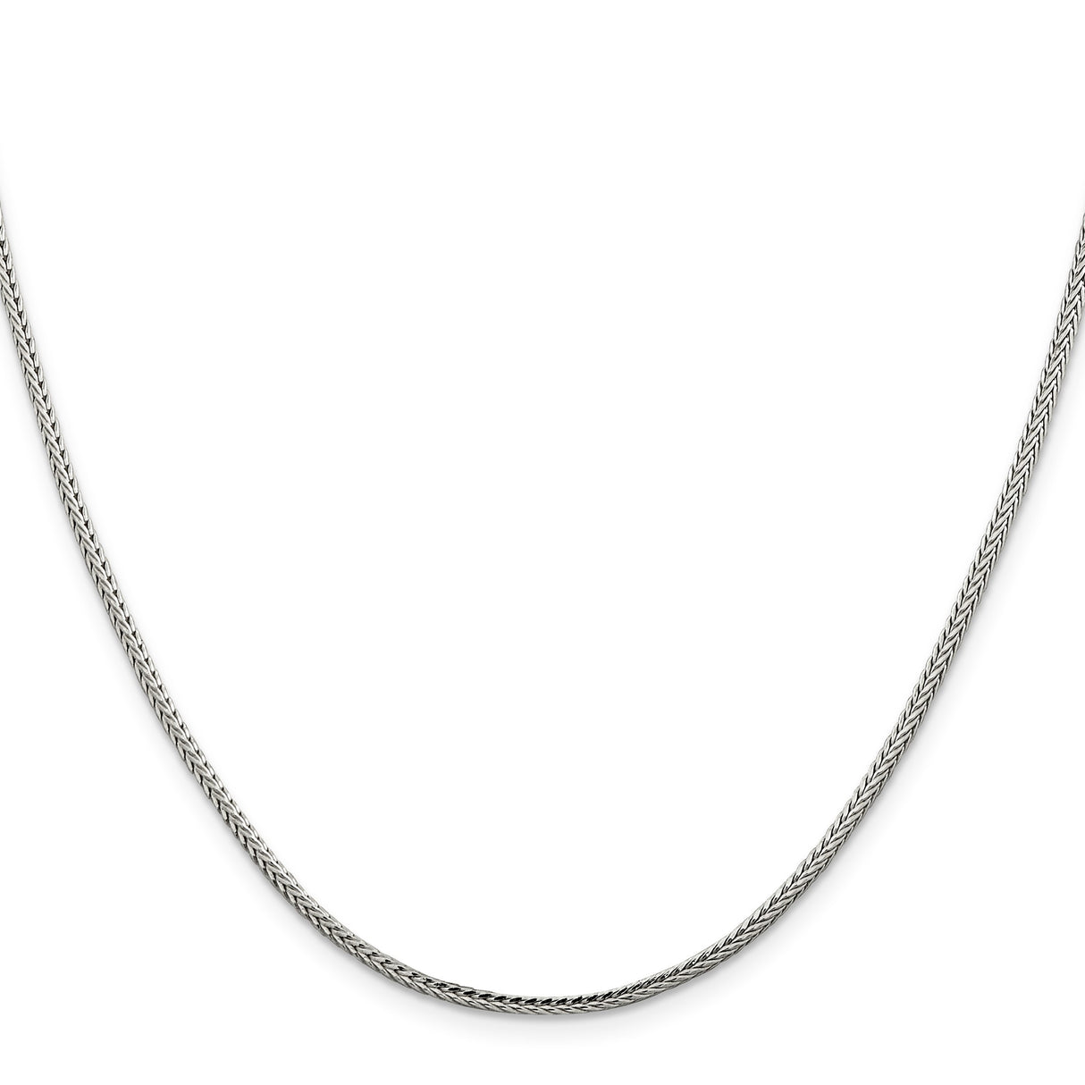 925 White Gold 2 mm Franco Chain Necklace, Polished