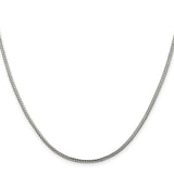 925 White Gold 2 mm Franco Chain Necklace, Polished