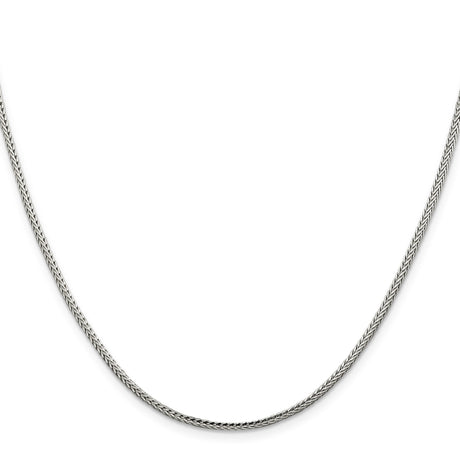925 White Gold 2 mm Franco Chain Necklace, Polished