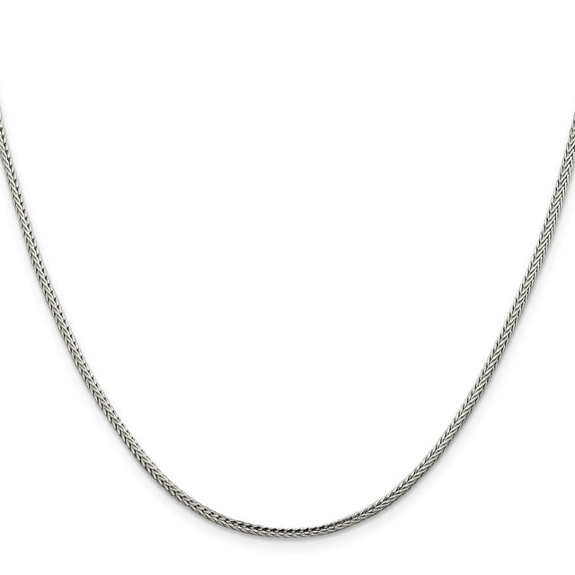 925 White Gold 2 mm Franco Chain Necklace, Polished
