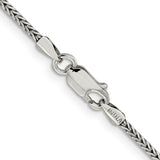 925 White Gold 2 mm Franco Chain Necklace, Polished alternate angle
