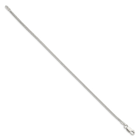 925 White Gold 2 mm Franco Chain Bracelet, Polished