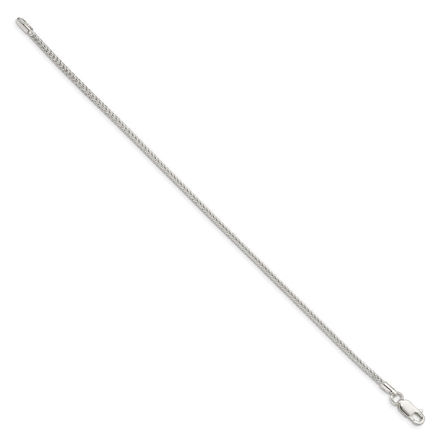 925 White Gold 2 mm Franco Chain Bracelet, Polished