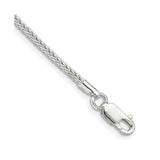 925 White Gold 2 mm Franco Chain Bracelet, Polished shown for scale