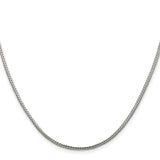 925 White Gold 2 mm Franco Chain Necklace, Polished
