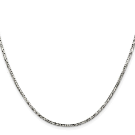 925 White Gold 2 mm Franco Chain Necklace, Polished