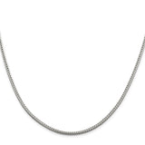 925 White Gold 2.5 mm Franco Chain Necklace, Polished