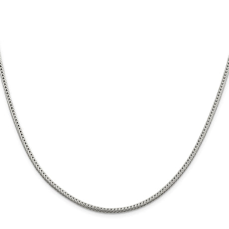 925 White Gold 2.5 mm Franco Chain Necklace, Polished