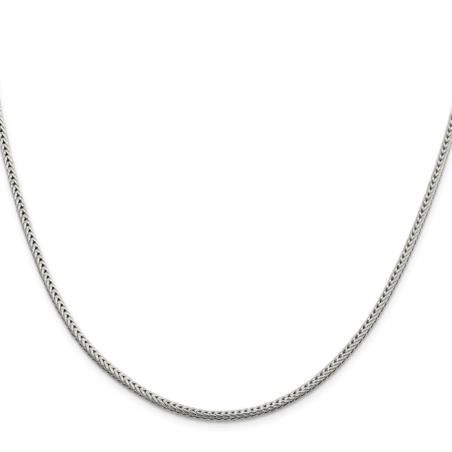 925 White Gold 2.5 mm Franco Chain Necklace, Polished