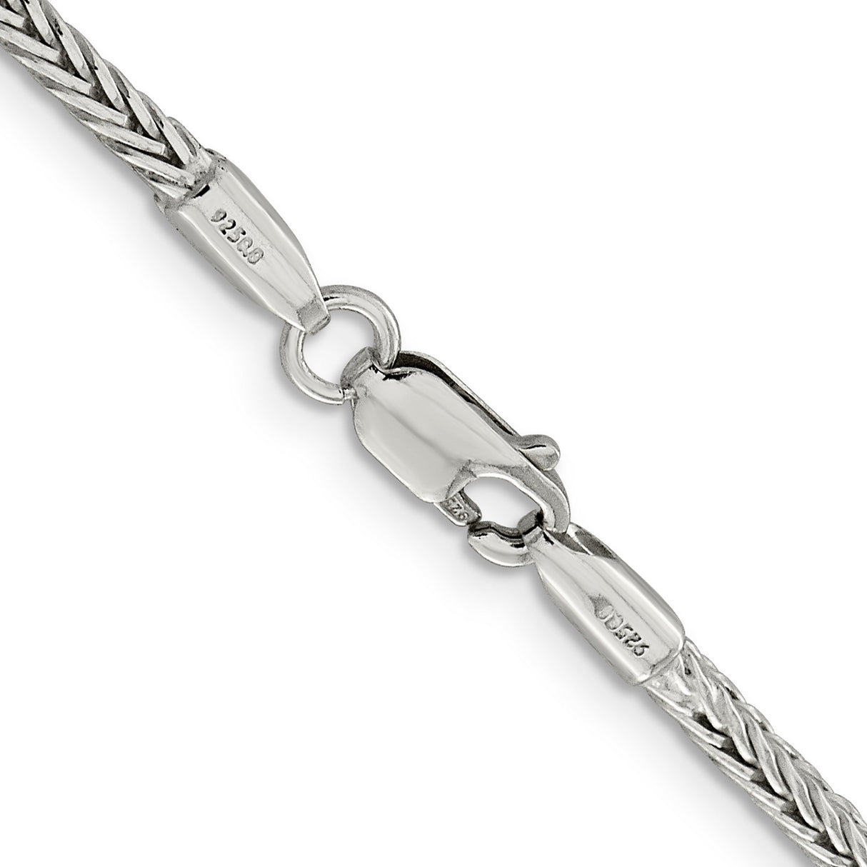 925 White Gold 2.5 mm Franco Chain Necklace, Polished alternate angle