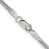 925 White Gold 2.5 mm Franco Chain Necklace, Polished alternate angle