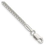925 White Gold 2.5 mm Franco Chain Bracelet, Polished shown for scale