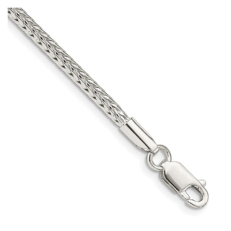 925 White Gold 2.5 mm Franco Chain Bracelet, Polished shown for scale
