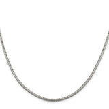 925 White Gold 2.5 mm Franco Chain Necklace, Polished
