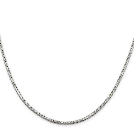 925 White Gold 2.5 mm Franco Chain Necklace, Polished