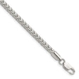 925 White Gold 3.4 mm Franco Chain Bracelet, Polished shown for scale