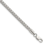 925 White Gold 3.4 mm Franco Chain Bracelet, Polished shown for scale