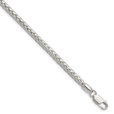 925 White Gold 3.8 mm Franco Chain Bracelet, Polished shown for scale