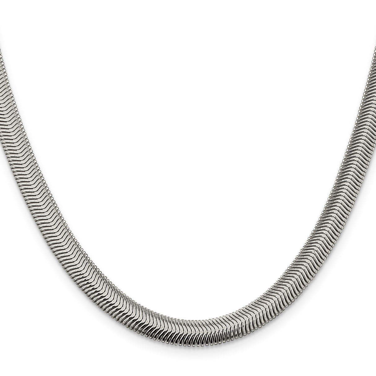925 White Gold 6.25 mm Polished Chain Necklace, Solid