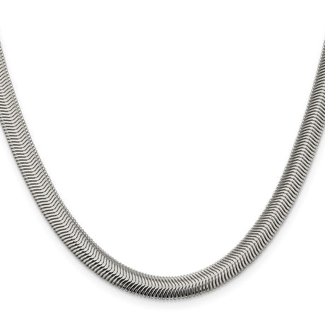 925 White Gold 6.25 mm Polished Chain Necklace, Solid