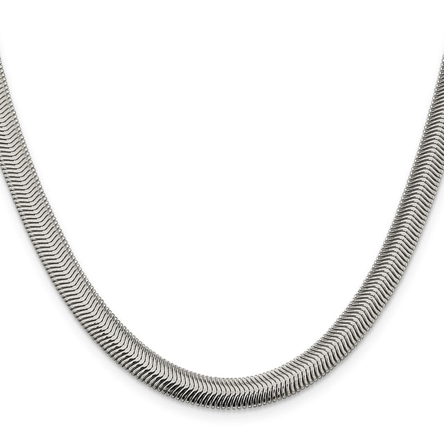 925 White Gold 6.25 mm Polished Chain Necklace, Solid