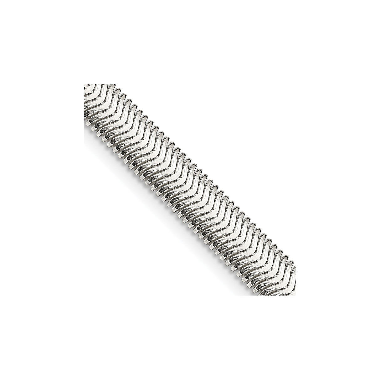 925 White Gold 6.25 mm Polished Chain Necklace, Solid detail view
