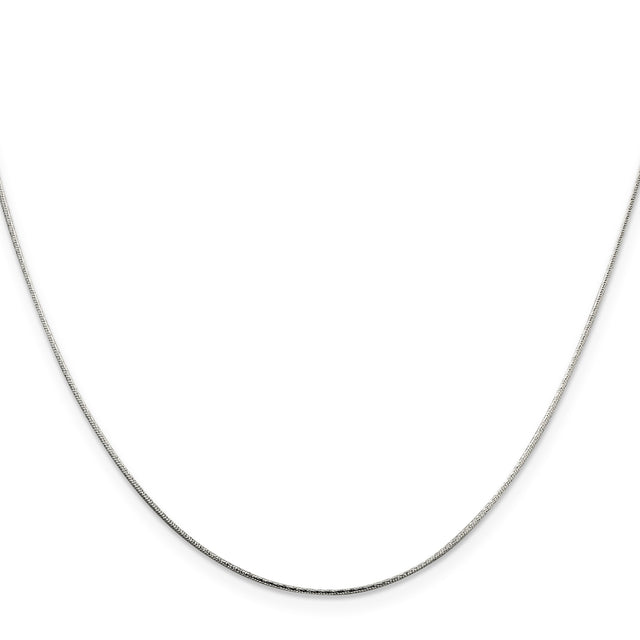 925 White Gold 0.85 mm Polished Chain Necklace, Solid