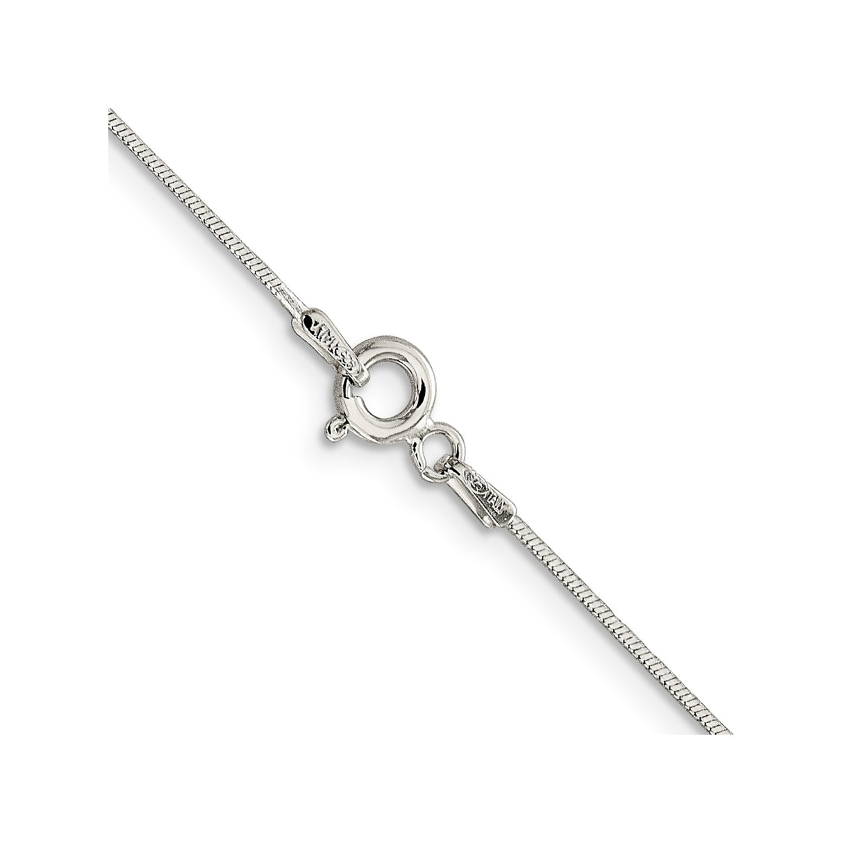 925 White Gold 0.85 mm Polished Chain Necklace, Solid alternate angle