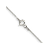 925 White Gold 0.85 mm Polished Chain Necklace, Solid alternate angle
