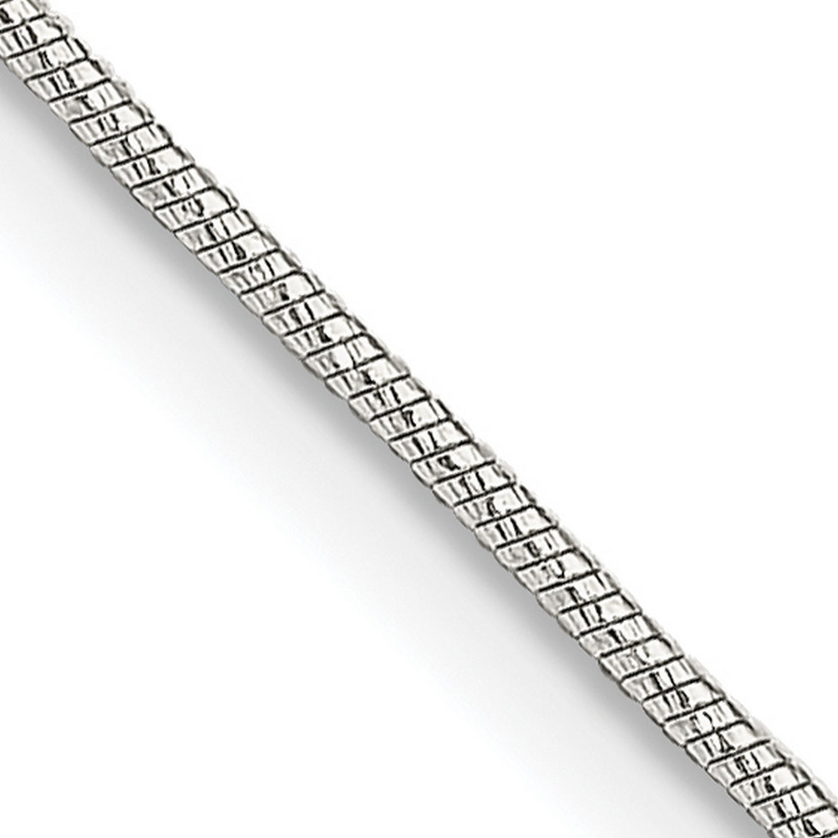 925 White Gold 0.85 mm Polished Chain Necklace, Solid detail view