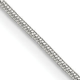 925 White Gold 0.85 mm Polished Chain Necklace, Solid detail view