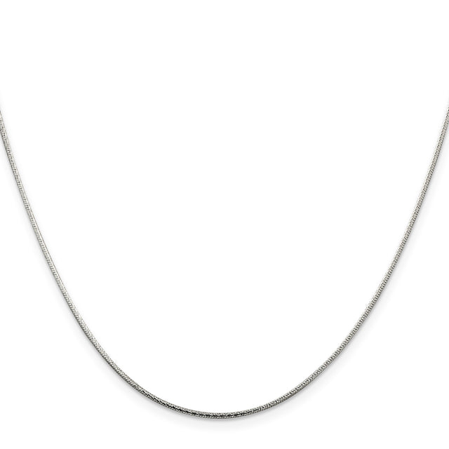 925 White Gold 1.25 mm Polished Chain Necklace, Solid