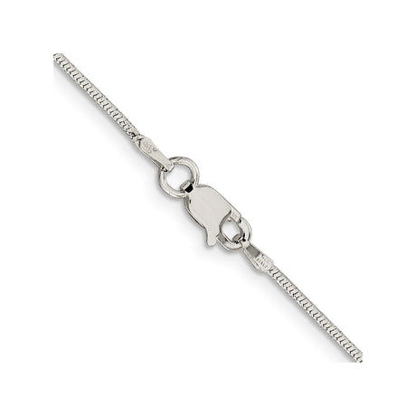 925 White Gold 1.25 mm Polished Chain Necklace, Solid alternate angle