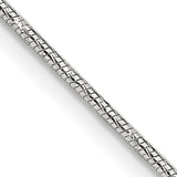 925 White Gold 1.25 mm Polished Chain Necklace, Solid detail view