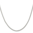 925 White Gold 3.3 mm Polished Chain Necklace, Solid