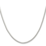 925 White Gold 3.3 mm Polished Chain Necklace, Solid