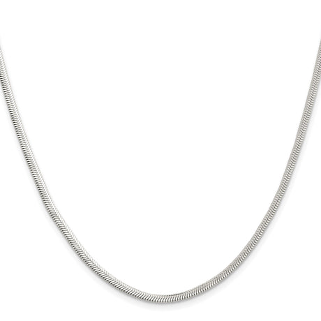 925 White Gold 3.3 mm Polished Chain Necklace, Solid