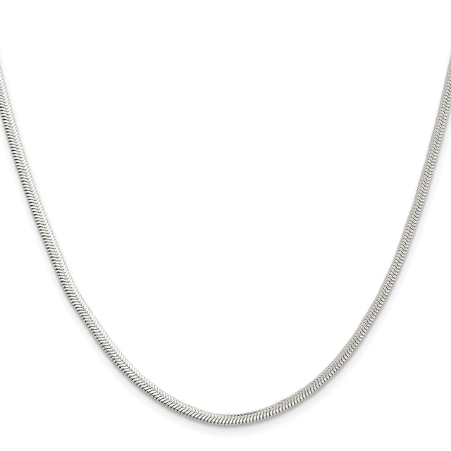 925 White Gold 3.3 mm Polished Chain Necklace, Solid