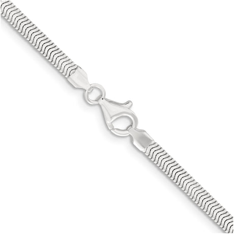 925 White Gold 3.3 mm Polished Chain Necklace, Solid alternate angle