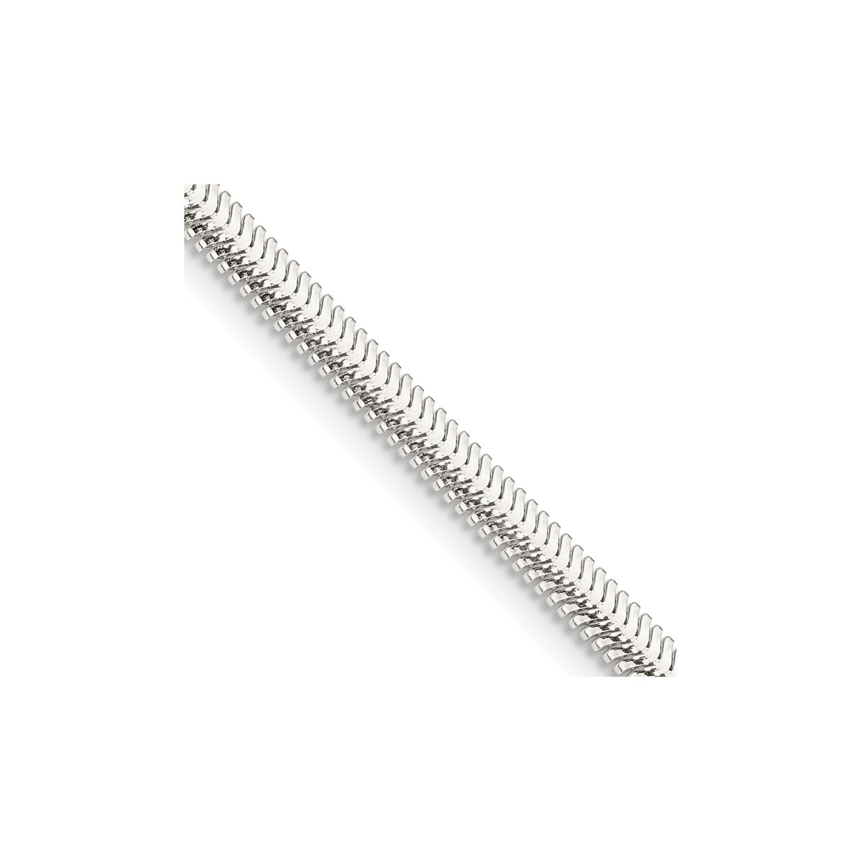 925 White Gold 3.3 mm Polished Chain Necklace, Solid detail view