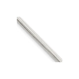 925 White Gold 3.3 mm Polished Chain Necklace, Solid detail view